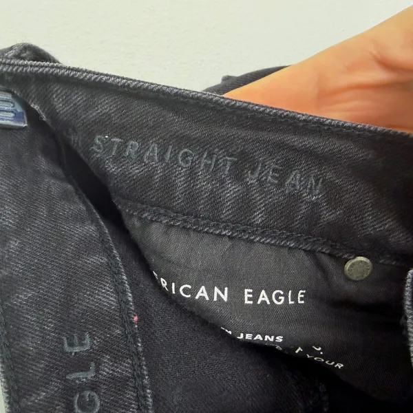 American Eagle Mom Straight Jean Washed Black Denim High Rise Size 2 Regular - Image 9