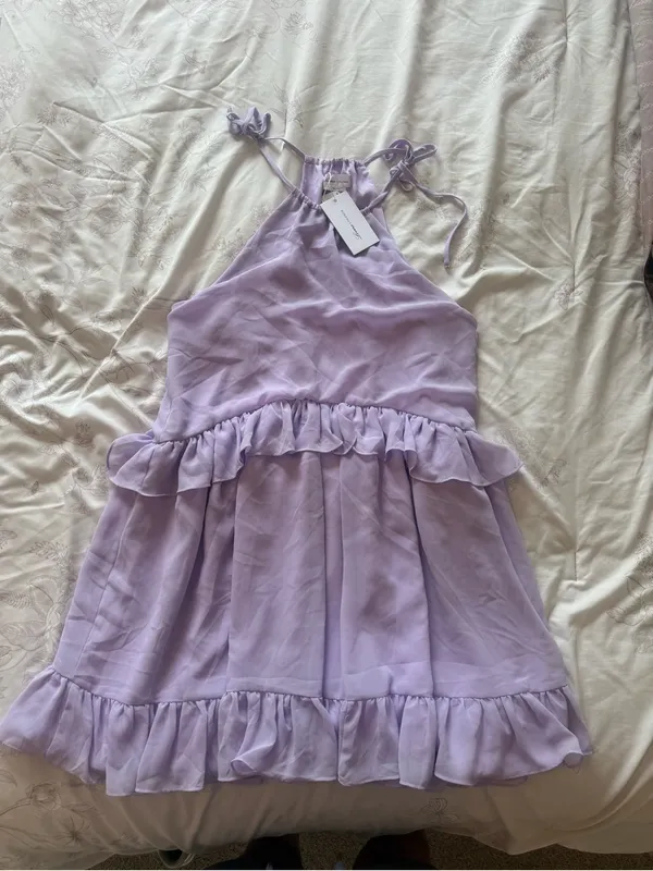 Lovers & Friends | Banks Dress Oastel Lilac Halter Ruffle Mini | NWT | L - Image 3