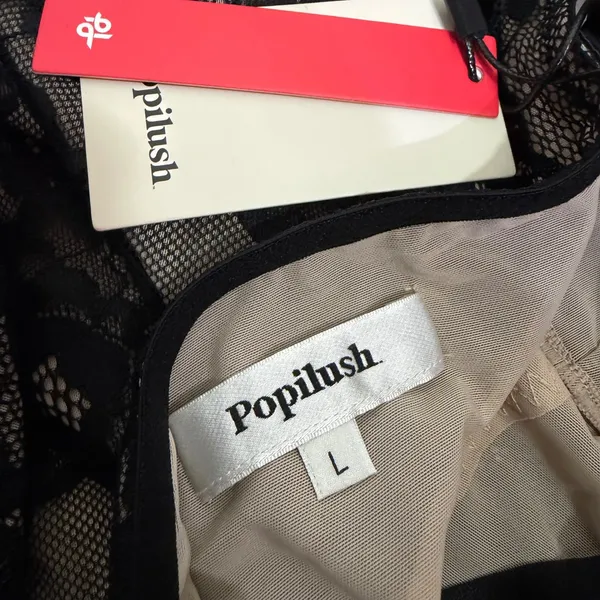 NWT Popilush Lace Shapewear Bodysuit Black V Neck Backless Thong Large - Image 6