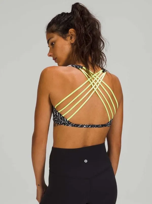 Lululemon Free to Be Bra Wild *Light Support, A/B Cup - Speckle Trail Black Multi / Highlight Yellow 6 - Image 5