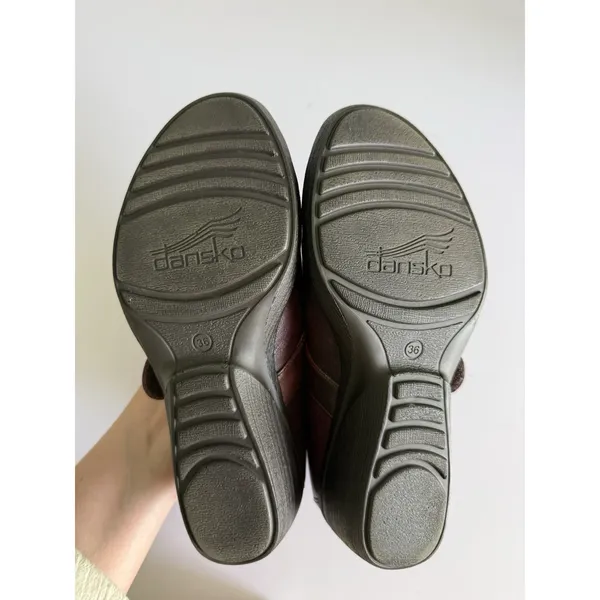 Dansko Womens Adelle Mary Jane Shoes Size 36 6 Burgundy Red Leather Wedge‎ Heels - Image 8