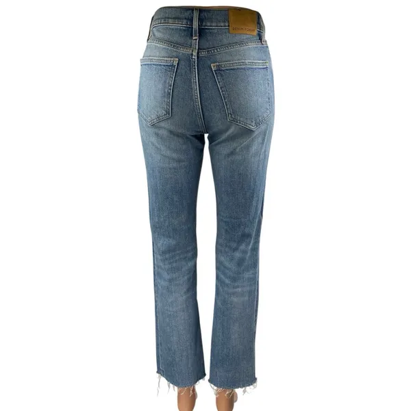 Aritzia Denim Forum The Arlo Blue High Rise Frayed Straight Denim Jeans Pants 24 - Image 3