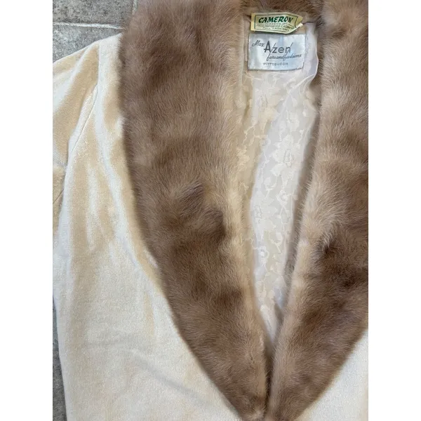 Vintage Cameron Classics Cashmere Cardigan‎ Max Azen Mink Fur Collar Cream/Beige - Image 16