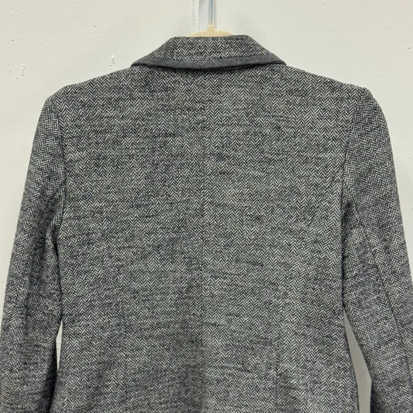 Ann Taylor Loft Gray Herringbone‎ Knit Blazer Jacket Wool Blend Small Career - Image 5