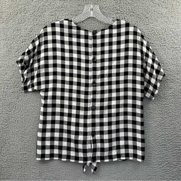 Madewell Button Back‎ Buffalo Check Tie Tee Short Sleeve Gingham Women's Small - Image 2
