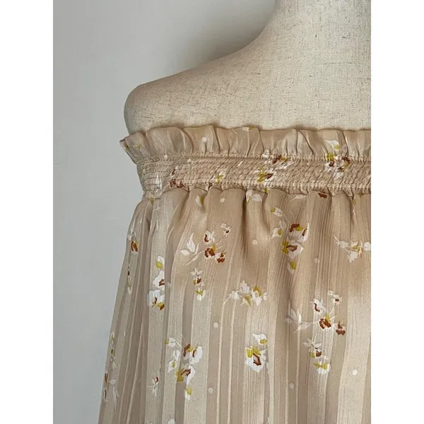 Wayf Dress Women Large Cream‎ Off The Shoulder Long Sleeve Floral Flowy Tunic - Image 7