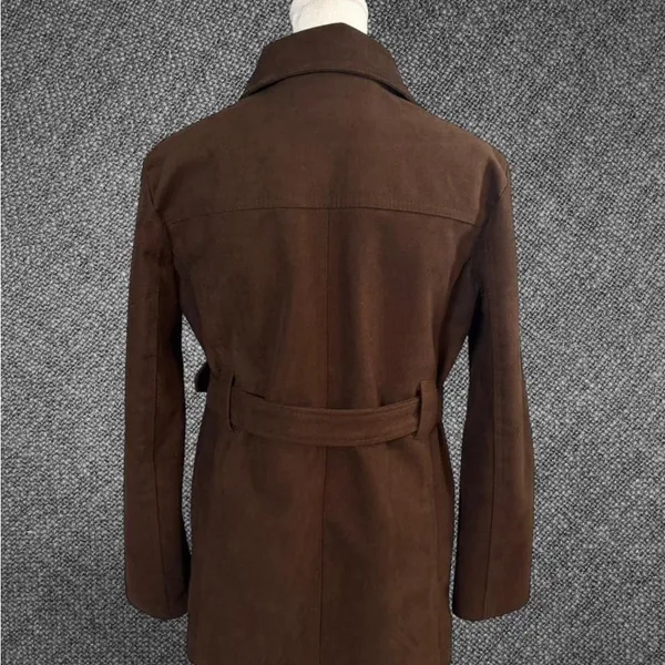Brown Suede Belted Emporio Jacket Size M - Image 8