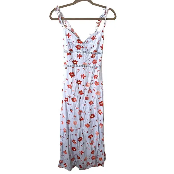 ZARA Floral Open Back Linen‎ Blend Midi Dress Sz Small - Image 3