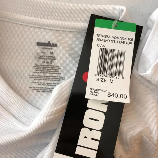 TYR Womens Ironman Short Sleeve Top Mesh Athletic Triathalon Running White M - Image 3