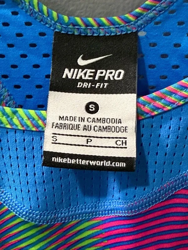 Nike Pro Dri-Fit Neon Mesh Active Wear Tank Top Small - Image 2