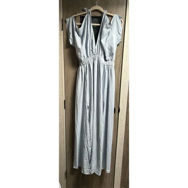 NEW DEEP SELF Light Blue V Neck Short Sleeve Maxi Dress M - Image 6