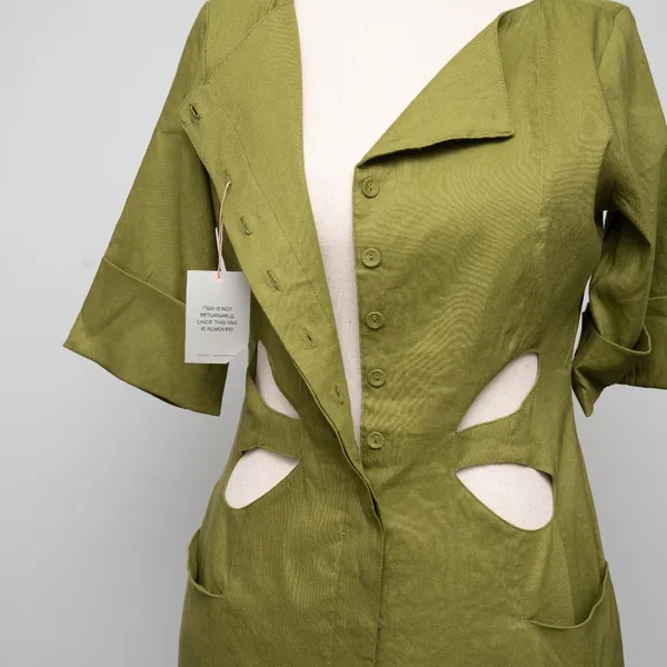CULT GAIA - Alexandra Linen Blend‎ Cutout Sheath Dress - Image 6