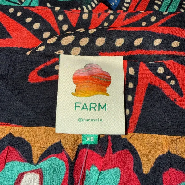 Farm Rio Tiered Maxi Skirt Womens XS Multicolor Good Pom Pom Trim Tropical - Image 2