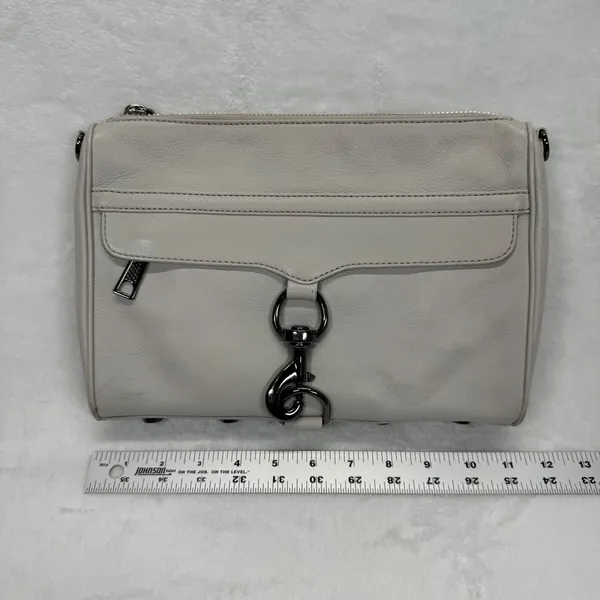 Rebecca Minkoff Crossbody Bag Leather Silver Hardware Pale Gray Small‎ - Image 3