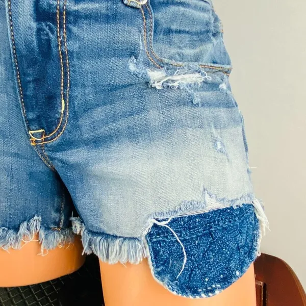 American Eagle Womens 12 360 Super Stretch Shortie Denim Peekaboo Shorts - Image 4