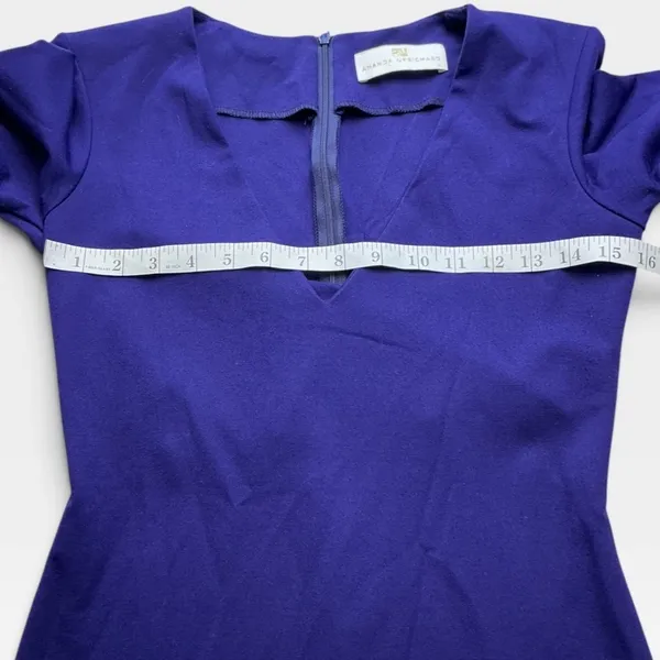 Amanda Uprichard Womens Purple Ponti V-Neck 3/4 Sleeve Sheath Mini Dress Medium - Image 6