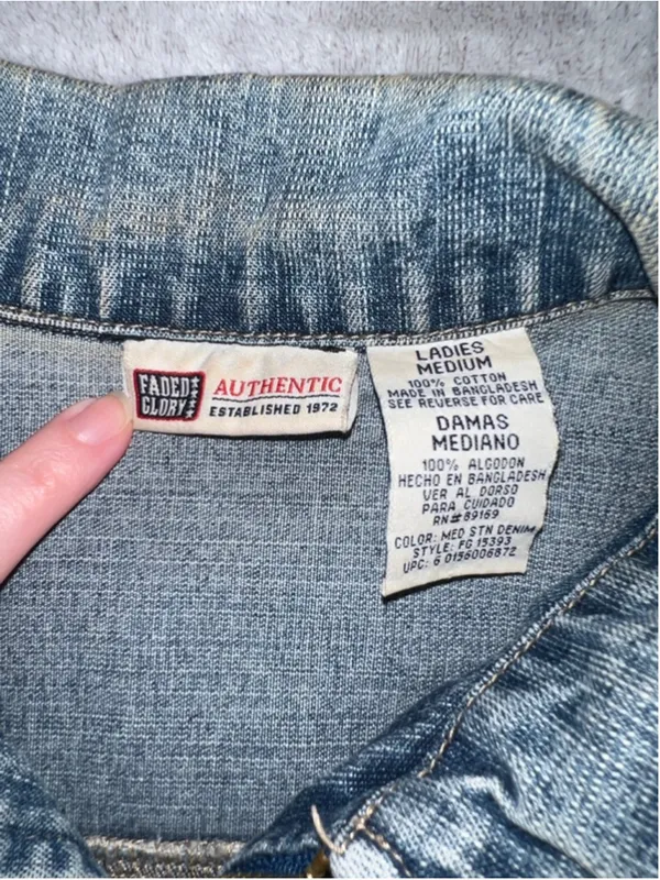 Women's Y2K 2000s Faded Glory Blue Jean Jacket M - Image 8