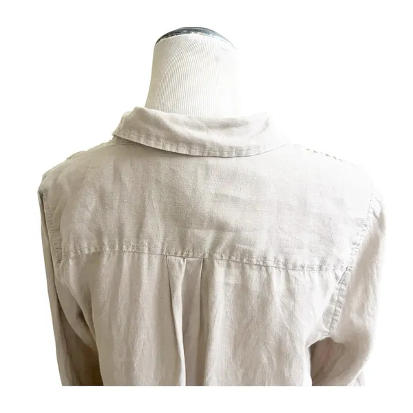 JNY Jones New York Women’s Linen Button Down Shirt Tan Sz Medium Beach Coastal - Image 8
