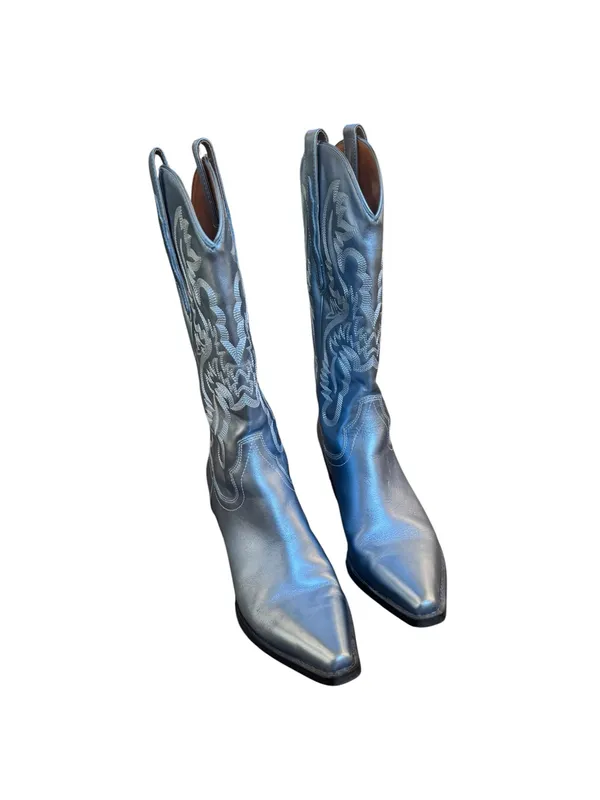 Jeffrey Campbell - Dagget in Light Blue Metallic Cowboy Boots 7 - Image 2