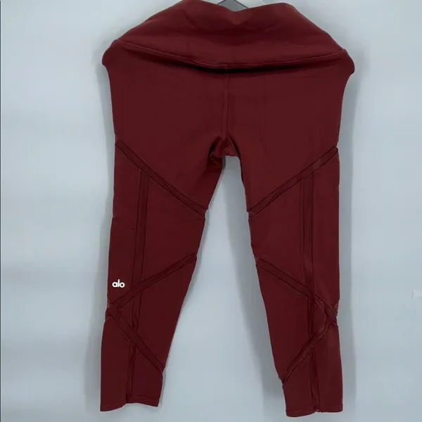 Alo Yoga High Waist Sculpt Mesh Leggings Rust Brown Size M - Image 5