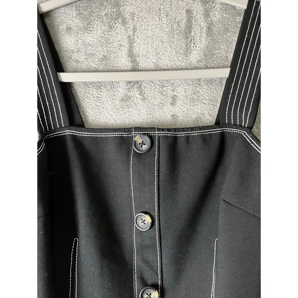 Eri + Ali Anthropologie Structured Button Front Contrast Stitch‎ Fitted Tank Top - Image 2