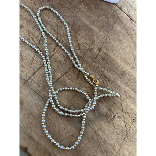 Gold & Silver-Tone Beaded Necklace With Lobster Clasp Closure - Image 7
