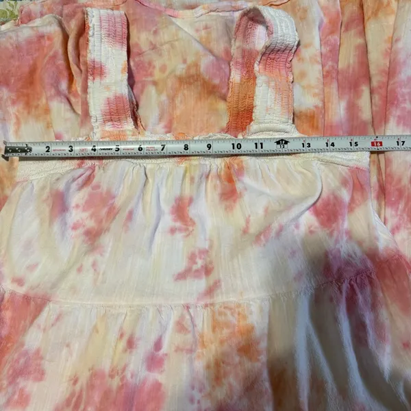 Old Navy Women Pink & White‎ Smocked Tiered Relaxed Fit Maxi Dress Size S - Image 9