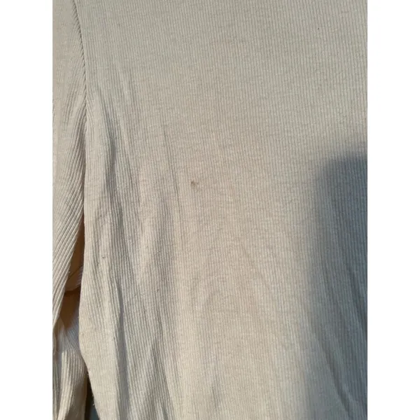 A New Day Women's Size Small Long Sleeve Ribbed T-Shirt Crewneck Beige Stretch - Image 6