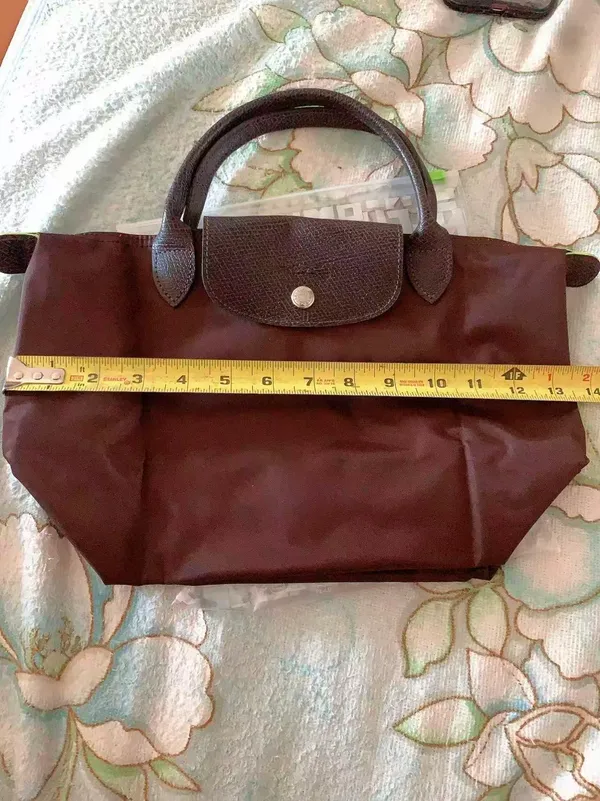 Longchamp Le Pliage Small Handbag Mocha Brown Short Handle Nylon Tote - Image 7