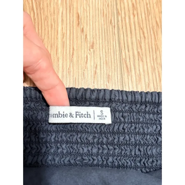 Abercrombie & Fitch Navy‎ Black Crop Top Adjustable Straps Small Linen Blend - Image 3