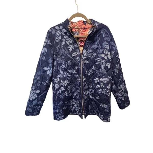 Reversible Longline Lightweight Puffer Jacket – L / XL Blue Size L - Image 2