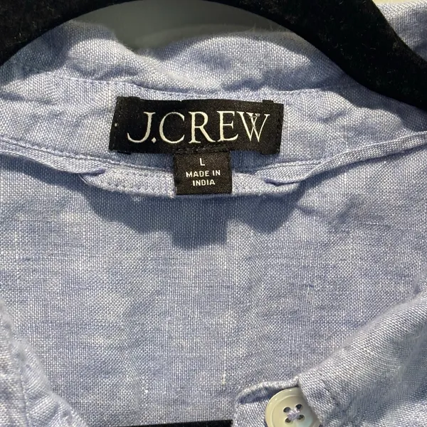 J. Crew Blue Capitaine Linen Short Sleeve Shirt Dress - size Large - Image 7