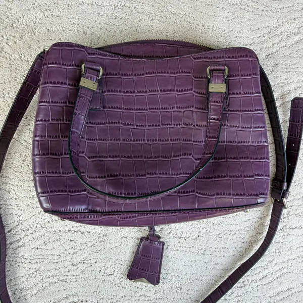 Guess Purple Crocodile Embossed Satchel Handbag Crossbody Y2K - Image 5