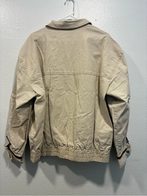 wild fable Cream Bomber Jacket with Brown Faux Leather Trim Medium NWT - Image 11
