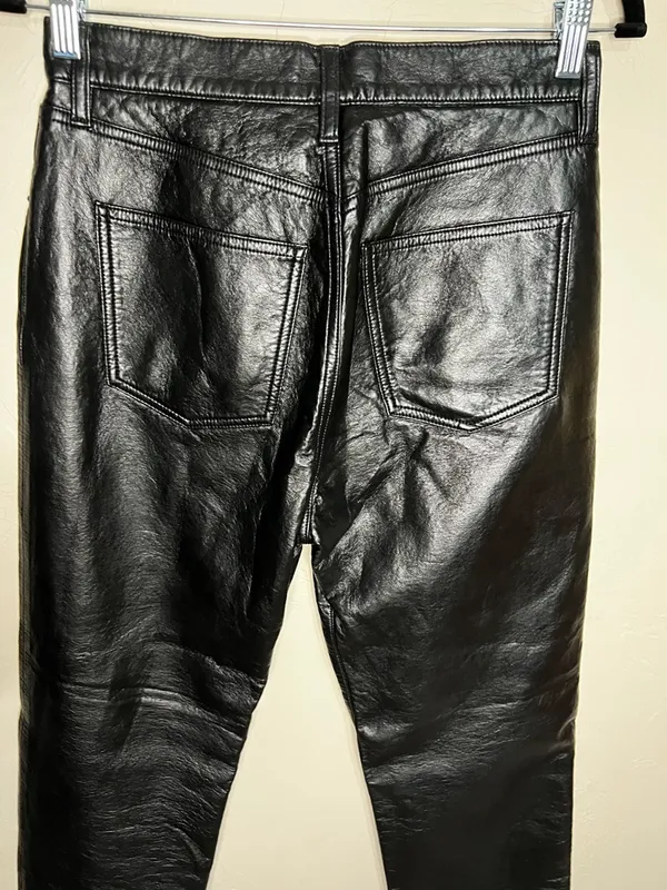 Agolde 90’s Pinch Waist Recylced Leather Blend High Rise Lined Black Detox Pants - Image 10