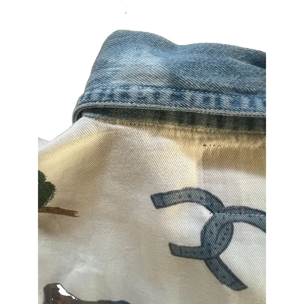 Quizz New York Woven Cotton Sleeveless Collared Button-Up Western Print Top L - Image 6