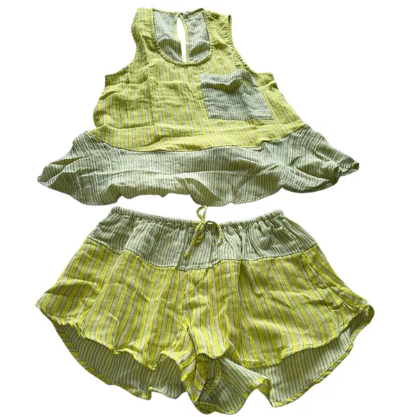 NWOT Free People Annabelle Set XS Lightweight 2Pcs Short Top Yellow Multi - Image 10