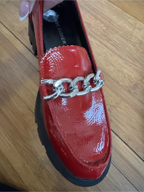 Marc Fisher Red Patent Chain Loafers - Image 6