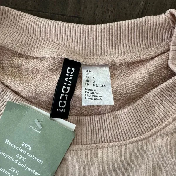 H&M Pink Cropped Sweatshirt Smile - Image 4