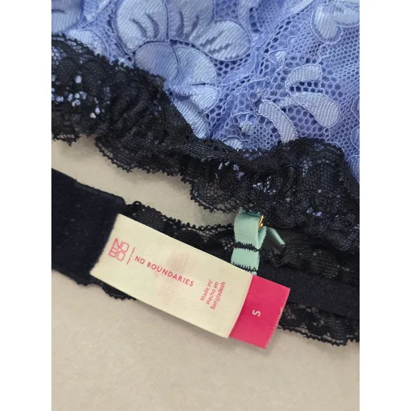 Blue Romantic Boudoir Bridal Cottage Lingerie Feminine Floral Lace Bra Small - Image 5
