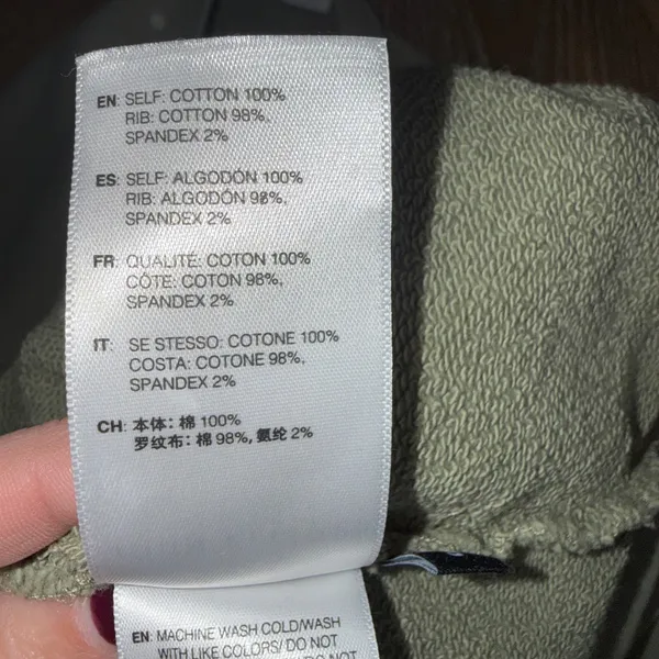 John Elliott Cropped Long Sleeve Sweatshirt Raw‎ Hem Green Size Large - Image 5