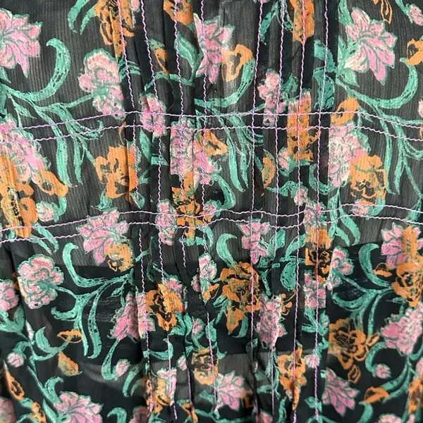 Free People See It Through Maxi Dress in Black Combo Large Floral Prairie Boho - Image 8