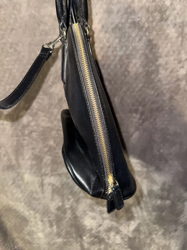 Express Black Dome Satchel Handbag with Crossbody Strap - Image 4