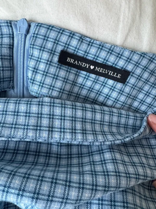 Brandy Melville Cara Blue Plaid Skirt - Image 4