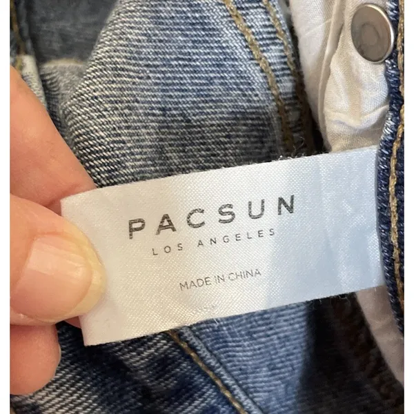 PacSun Womens 25 Blue Mom Jean‎ Thrashed High Waisted Straight Leg Denim Preppy - Image 12