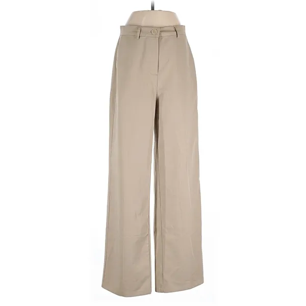 Motel Casual Pants XS Wide Leg Trouser Casual Khaki Tan 30" Inseam Flat Front - Image 2
