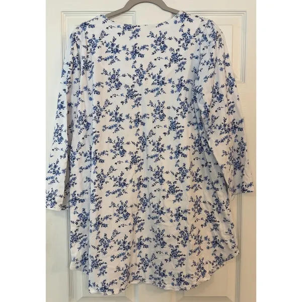 Eileen‎ West Nightgown M Floral 100% Cotton Flannel Cottagecore Grannycore Warm - Image 3