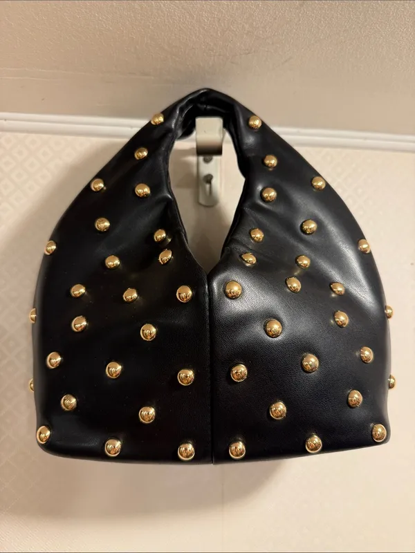 NWOT Dolce Vita Dahlia Studded Hobo HandBag Black Stella with Gold Accents - Image 3
