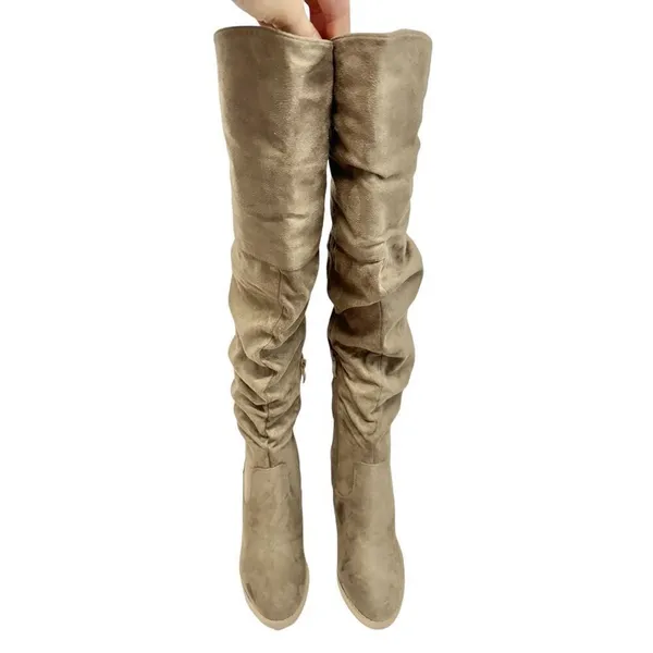 Journee Collection Over The Knee Boots Size 6 Vegan Leather Block Heel Round Toe - Image 4
