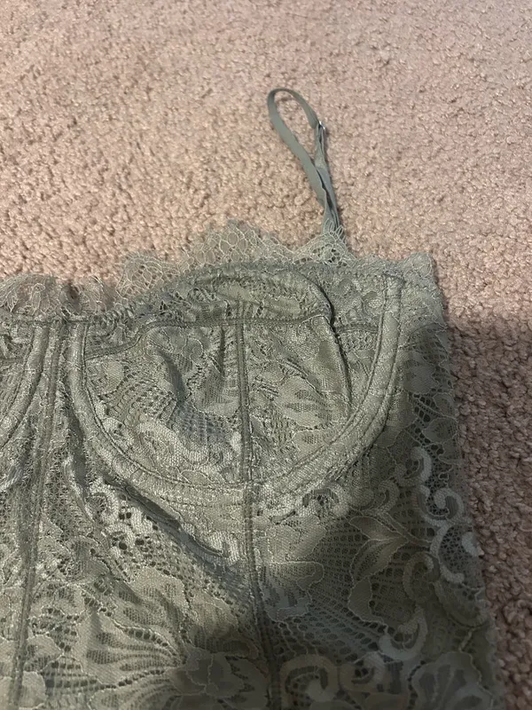 Free people Lace Bustier Crop Top in Sage Green - Image 4